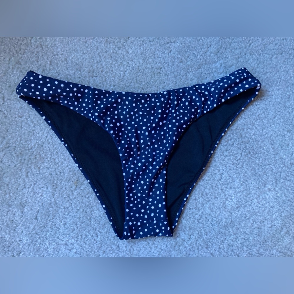 New With Packaging J. Crew Navy and White Tiny Dot Christie Bikini Bottom XS